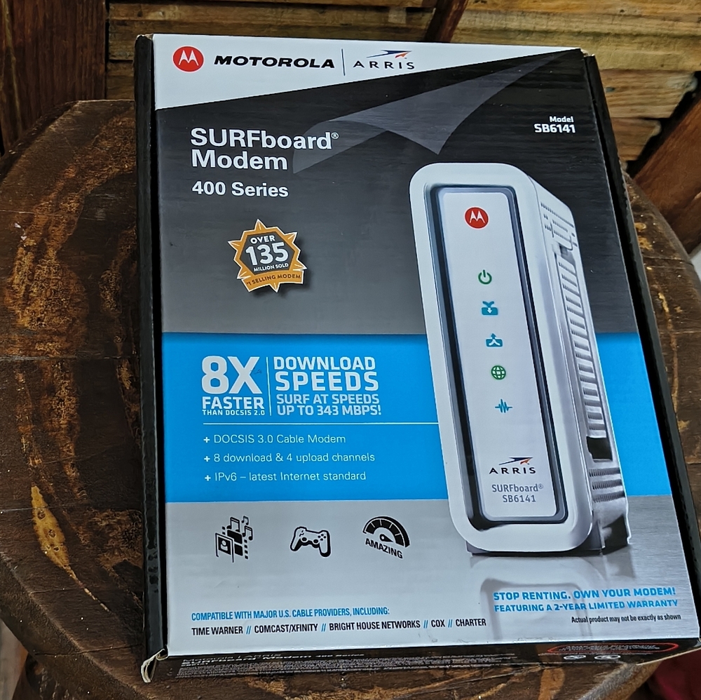 Motorola SURFboard Modem with Blue and White Accents